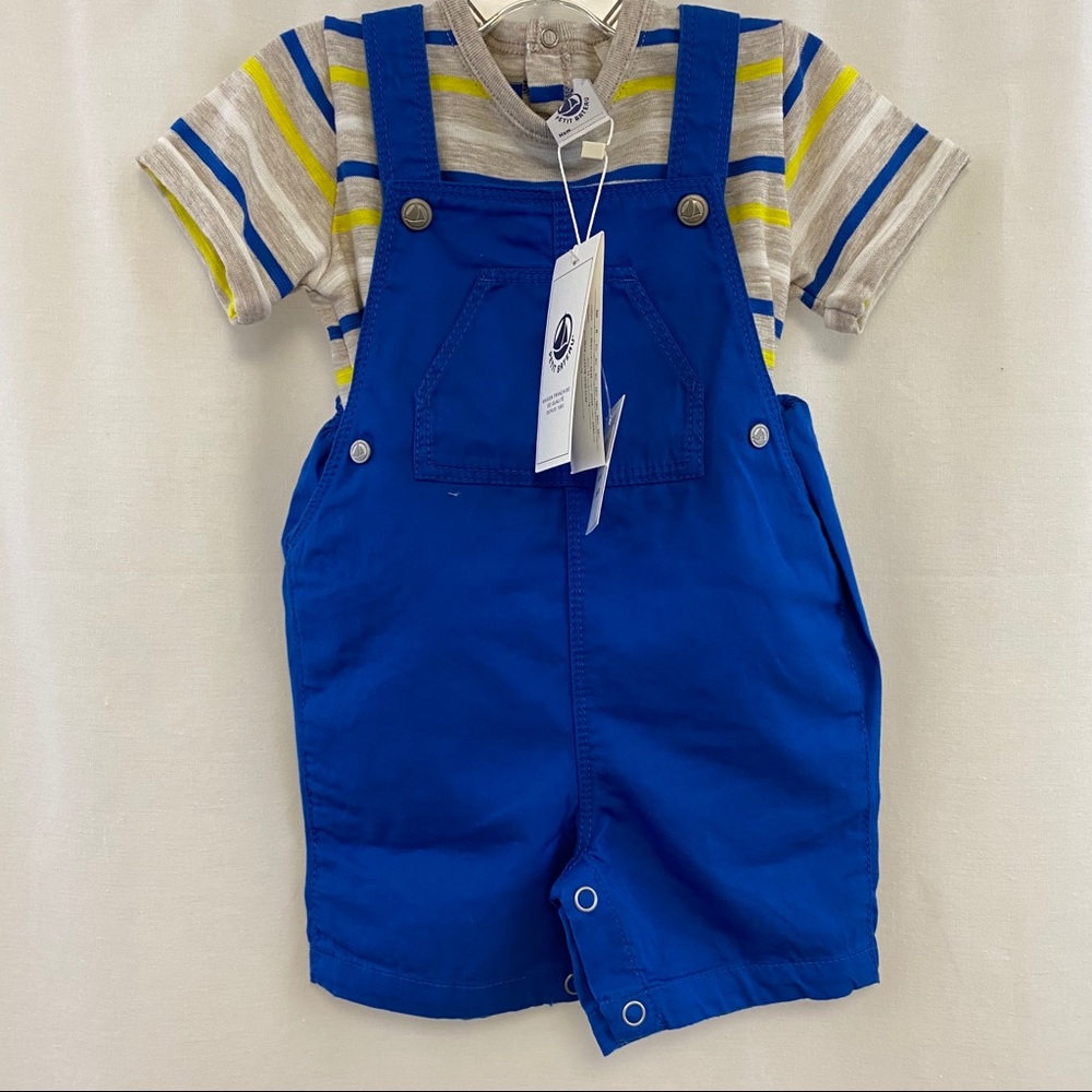 Petit Bateau baby boy romper/tee set S3m,6m NWT